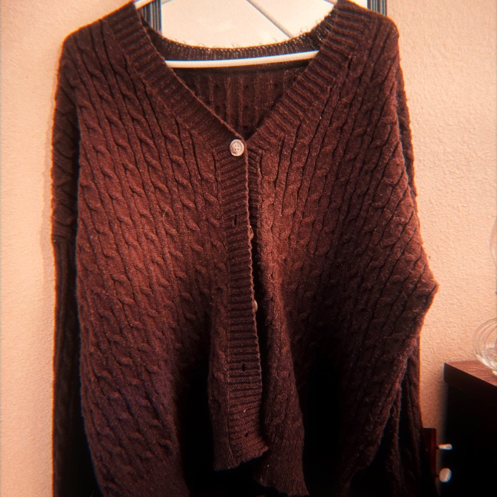 cozy brown button down romwe sweater